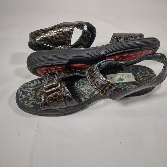 Golfstream Sandals Women's Size 6 E-2064 Green Faux Alligator - Picture 5 of 9